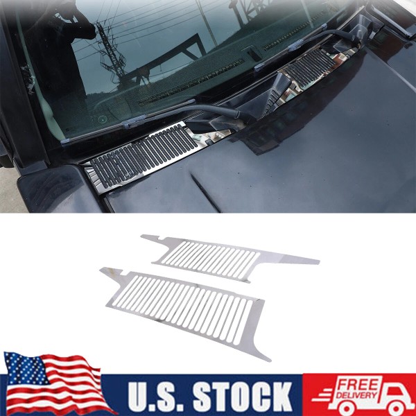 cartiangoUS Stainless Chrome Front Hood Air Vent Grooves Trim Patch
