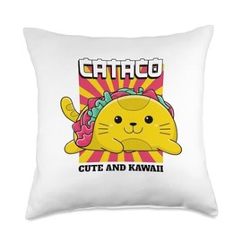 Taco cat, funny food design Throw Pillow