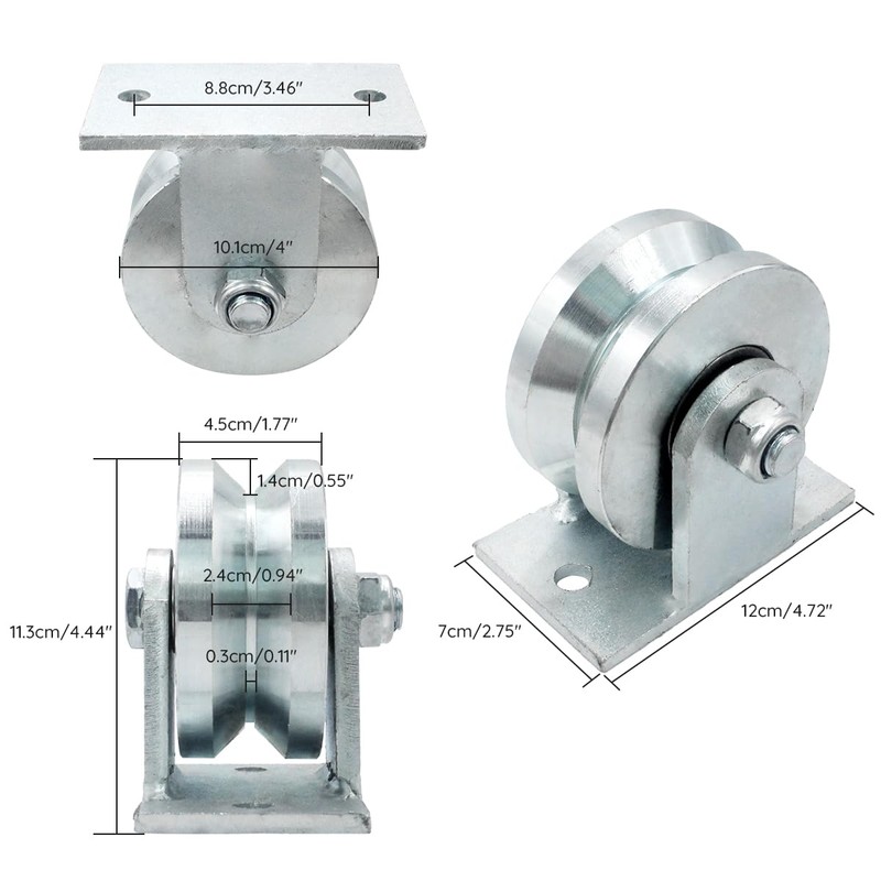 HIGSTAR 4” V Groove Slide Gate Wheel with Welded Bracket,Heavy