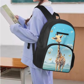 Flashideas Cute Giraffe Kids Backpack Set 3Pcs Kids Backpack For Girls School Backpack with Lunch Bag Pen Bag Set for Kindergarten Preschool Elementary School Students