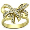 YourJewelleryBox TK1108PB Stainless Steel 18KT Gold Bow Ring Simulated Diamonds
