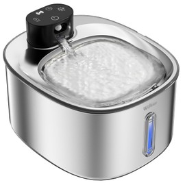 Stainless Steel Cat Water Fountain, 152fl.oz/5.2L Cat Fountain Battery Operated with Motion Sensor, Pet Water Dispenser Cordless for Cats & Dogs Indoor
