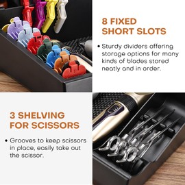 Large Barber Station Organizer for Corded Clippers & Guards, Barber Clipper Tray Anti-slip Hair Trimmer Holder, Multifunctional Detachable Hairdressing Tool Holder, Salon Haircut Supplies Storage Case