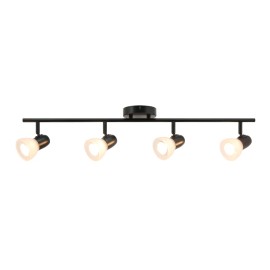 Gu10 Flexible 4 Head Led Track Spot Lighting Black Iron Frosted Glass Shade Ceiling Track Light for IndoorColor: Matte Black, Emitting Color: Warm White, Lamp Power(W): 200