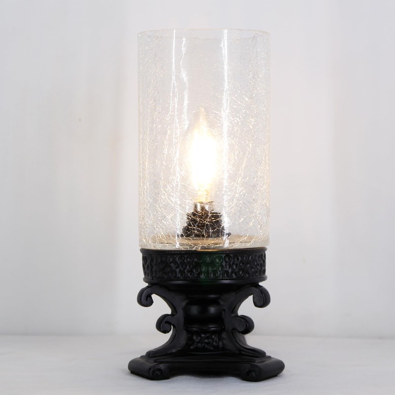 ANLONGLU Small Crackled Glass Table Lamp Mini Candle Desk Night