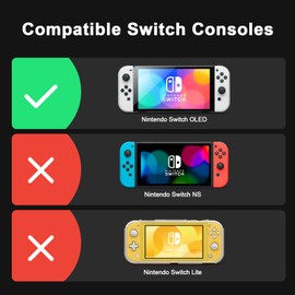 JINGDU Protective Case Compatible with Switch OLED, Dockable TPU Cover Accessories for Switch OLED Console and Grip Joy-Con, The Switch Protector with 4 Thumb Grip Caps, (Black)