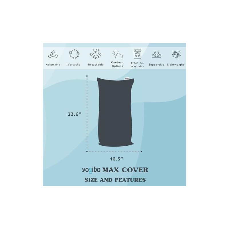 Yogibo Max Replacement Bean Bag Cover, Removable, Washable, Pink