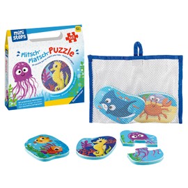 Ravensburger ministeps 4588 Plitsch Splash Puzzle Sea Creatures - Outdoor & Bath Toy, Toy from 1 Years, Includes Practical Mesh Bag
