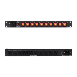 ThePoEstore 1U PDU Network Rackmount with Surge Protector Horizontal Rack Power Strip, (SPD-10KA) 100-240V,15A 3600 Joules, 10 Outlets, 10 LED Switches, with 6ft 14 AWG Cord, ETL Listed