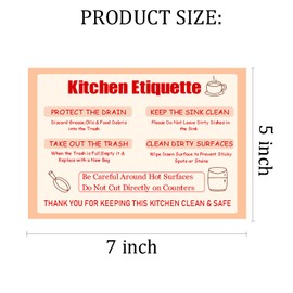 2 Pcs Kitchen Etiquette Sign 5x7 Inch Fridge Magnet Kitchen Rules Sign Essentials for Hosts, Clean Up Reminder, Home or Office Kitchen Supplies