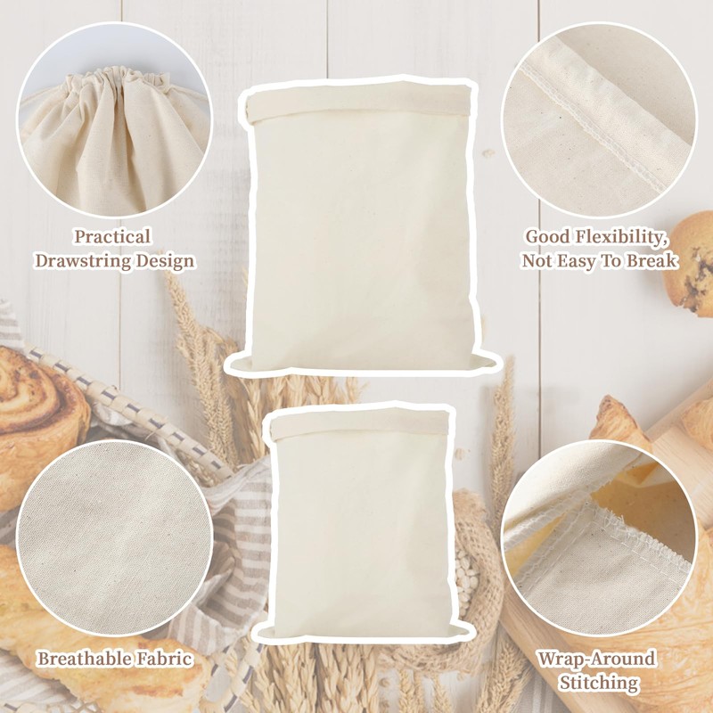 Pack of 6 Bread Bags, Linen Cotton, 30 x 40