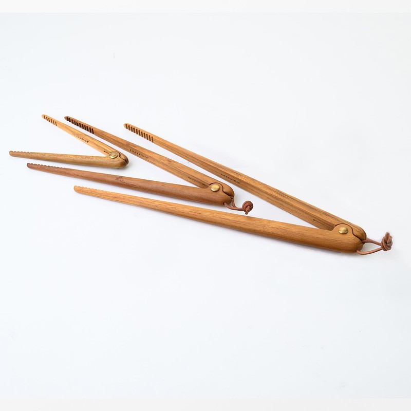 Chaba Tree ChaBatree Wooden Needle Tongs 5.7" Teak Wood Kitchen