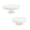 Mud Pie White Beaded Pedestal, large 4" x 10" dia