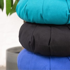 Myga Zafu Yoga Meditation Cushion with Washable Cover - Floor Cushion Pillow with Natural Buckwheat Filling - Soft Round Cotton Design for Meditating or Pranayama Exercises - Turquoise