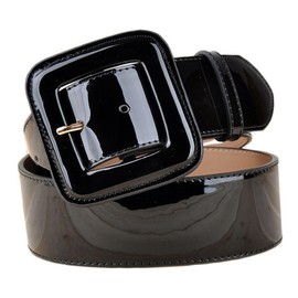 STOBOK 1pc Patent Leather Wide Girdle Belt Classic Wide Belts for Women Dresses Cuir European Style Belt Denim Belt Lady Waistband Trendy Para Braided Tie Black