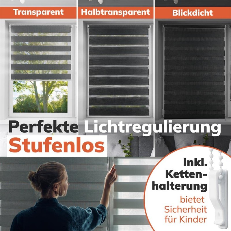 FOXX Double Roller Blind Duo Roller Blind with Pre-Fixed Clamps