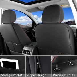 Huidasource 2Pcs Seat Covers for Nissan Titan/Titan XD 2016-2024, Full Coverage Seat Covers for Titan Titan XD SV PRO-4X SL Platinum Reserve Pickup Leather Car Seat Covers (Front Pair/Black&Red)