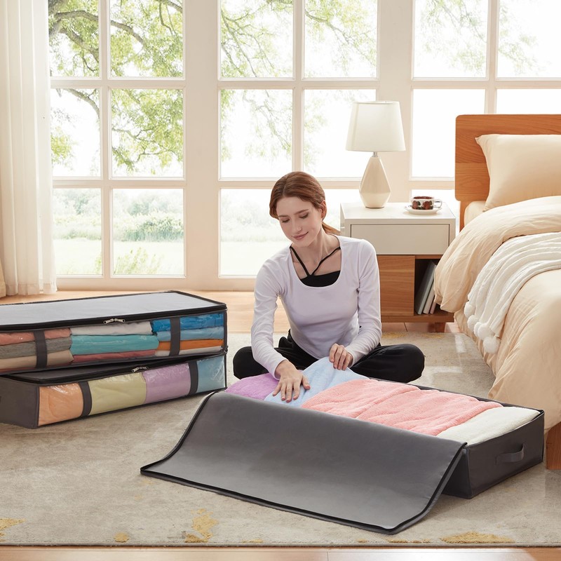 Lifewit 75L Underbed Storage Bins, 4 Pack, Foldable Clothes Storage