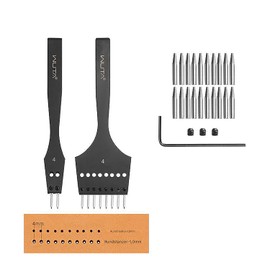 WUTA Removable Circle Leather Hole Punch Tool Professional Leather Spacing Punch Tool DIY Leather Set (4 mm - 2 + 8)