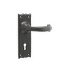 Black Antique Door Handles Lever Lock Plain