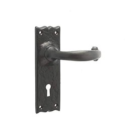 Black Antique Door Handles Lever Lock Plain