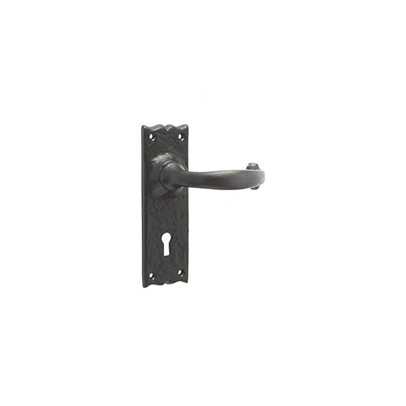 Black Antique Door Handles Lever Lock Plain