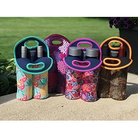 Koverz - #1 Neoprene Wine Carrier, Wine Tote, Double Bottle Carrier, 2-Bottle Wine/Water Bottle Carrier, Wine Bag - Paisley