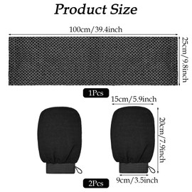 3Pcs Exfoliating Towel, exfoliating Glove, Exfoliating Shower Towel, Japanese Exfoliating Towel and Exfoliating Body Scrubber for Back Scrubber Dead Skin Removal Soft and Smooth Skin