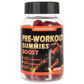 SUNNYDAILY PRE-WORKOUT GUMMIES BOOST- 2 Flavor Variety 、Sugar Free、Muscular Endurance、60 servings - Specification: Berry Flavor