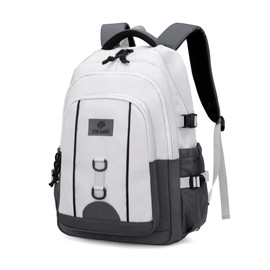 Boys School Bag Backpack for Kids, Rucksack for Primary Secondary School Boys, White+Grey