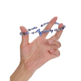 CrystalTears Butterfly Bracelets Set of 2 Genuine Gemstones Elastic Bead Bracelets Women's Amulet Jewellery Spiritual Gift, Copper, blue aventurine