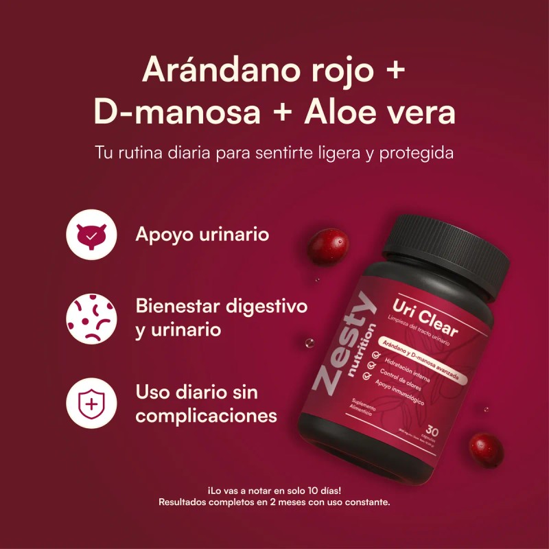 Zesty Nutrition Salud Urinaria D-manosa Arndano Rojo Sin Sabor