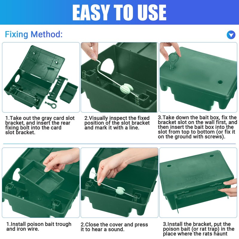 4 Pack Rat Bait Stations Large Rodent Bait Station with