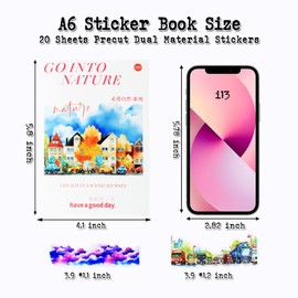 20 Sheets City Landscape Pre-Cut Journal Stickers Book for Journaling, Scrapbooking, Dual Transparent PET and Washi Stickers for Adults Junk Journals, Bujo, Collage, Planner, Album