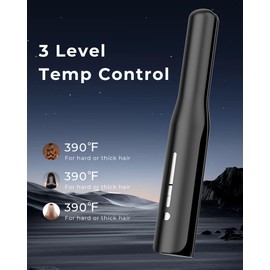 Cordless Straightener and Cordless Curling Iron 2 in 1, Portable Hair Straightener Rechargeable with 4600mah Battery Operated, Mini Hair Straightener Cordless, 200 Million Negative Ions, for Travel