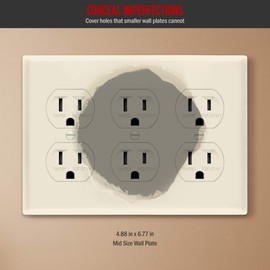 ENERLITES Triple Duplex Wall Plate, Three Gang Electrical Outlet Cover, Gloss Finish, Mid-Size 3-Gang 4.88" x 6.77", Unbreakable Polycarbonate Thermoplastic, UL Listed, 8823M-LA, Light Almond