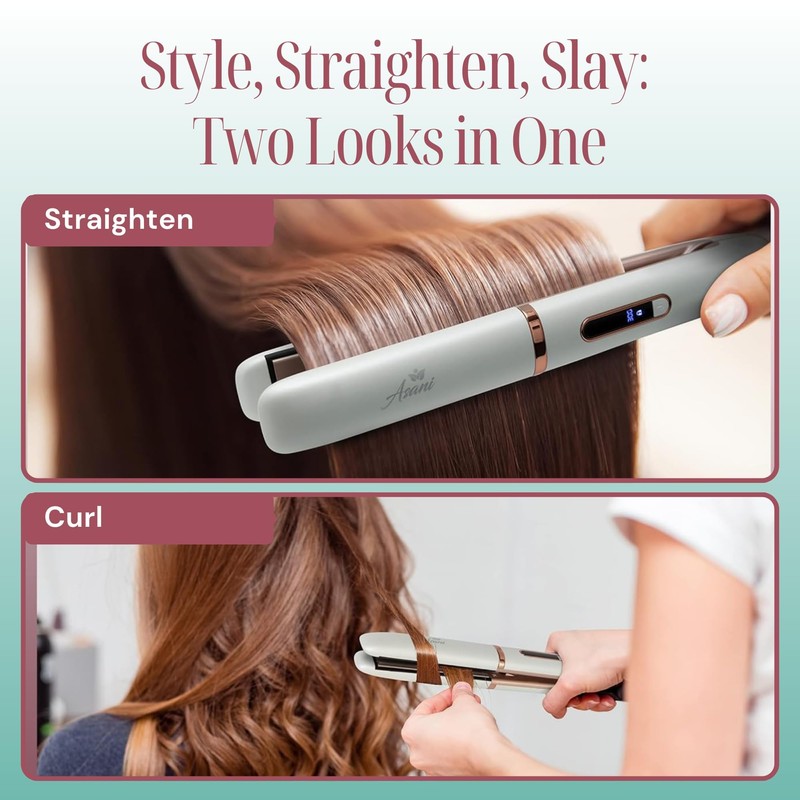 Asani 2-in-1 Flat Iron Hair Straightener and Curler - Negative
