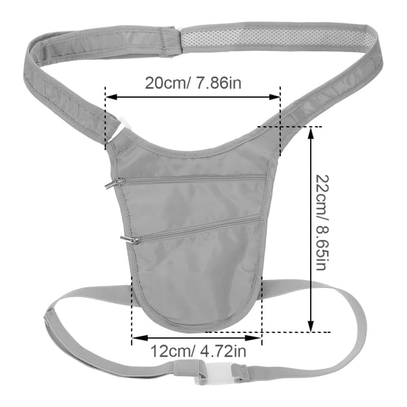 Riñonera Antirrobo de Viaje, Bolso Pequeño Oculto para Pasaporte, Gris