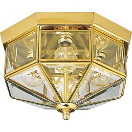 Progress Lighting 4-Light Beveled Glass 11-1/8" Close-to-Ceiling, Indoor, P5789-10, Polished Brass