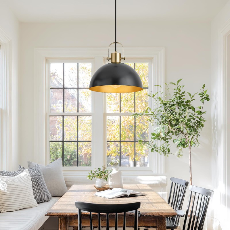 AURYNIX 12 Inch Farmhouse Pendant Lights, Black, 3 Pack