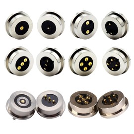 1Pair 1Pin/2Pin/3Pin/4Pin/5Pin Round Magnetic Pogo Pin Connector,12V 3A DC Power Male+Female Socket Charge Spring Loaded Magnet Pogo Pin Connector DC Power Charging Connector Power Socket (1Pin)