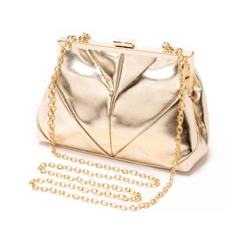 Elsblossion Clutch Purses for Women, PU Leather Evening Bag, Evening Handbags for Party, Prom, Wedding (Style A-Gold)