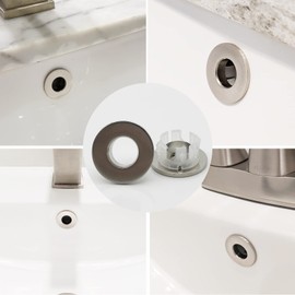 Sink Overflow Ring Brushed Nickel Bathroom Vanity Sink Overflow Cover Insert in Round Trim Cap Brass Material