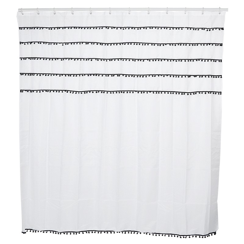 Elegant Black and White Polyester Bathroom Shower Curtain Waterproof Mildew