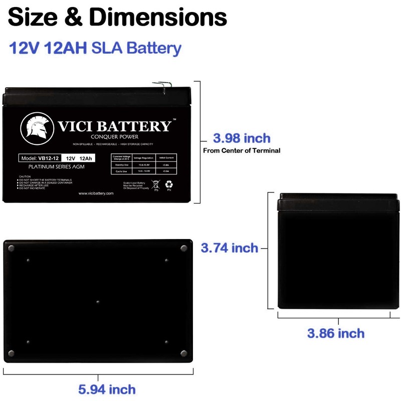 VICI Battery 12V 12AH F2 Battery for Wilson Tennis Ball