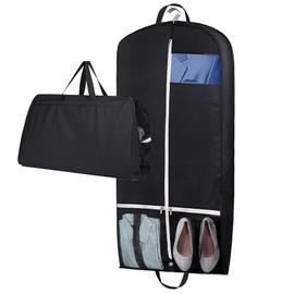 43" Heavy Duty Garment Bags for Travel Suit Bags, 2 Handles Hanging Clothes Bag, Gusseted Hanging Garment Bags for Men Suit Cover with Handles for Clothes, Coats, Jackets, Shirts (1)