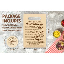 Gifts For Teacher, Recipe For A Great Retirement Cutting Board With Coaster Set, Birthday Gifts For Women, Teachers Day Christmas Kitchen Supplies -01