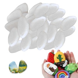 oooaooo Pack of 15 White Stones for Painting, Flat, Pebbles for Painting, Decorative Stones, 3-8 cm, Smooth Stones Set, Natural Stones for Crafts, Decoration, DIY Projects