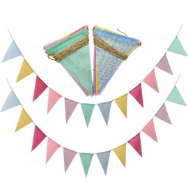 Pack of 2 Colourful Bunting Bunting Banner Bunting Garland Outdoor Garland Decoration for Wedding Birthday Christmas Children's Room Decoration (Each Garland Approx. 4.2 m)