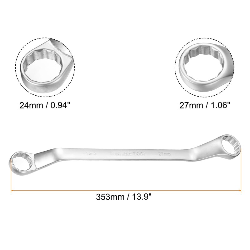 sourcing map 2pcs Offset Extra Long Box End Wrench 24